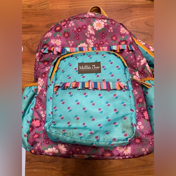 MATILDA JANE Pack Up Backpack Purple Floral School Travel Kids Girls Zip Pockets - Picture 1 of 15